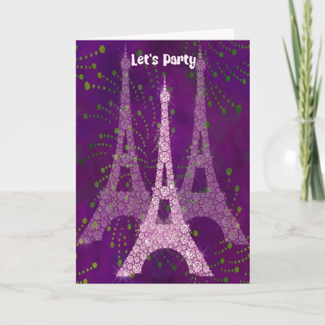 Bastille Day Party Invitation with Eiffel Towers (Front)