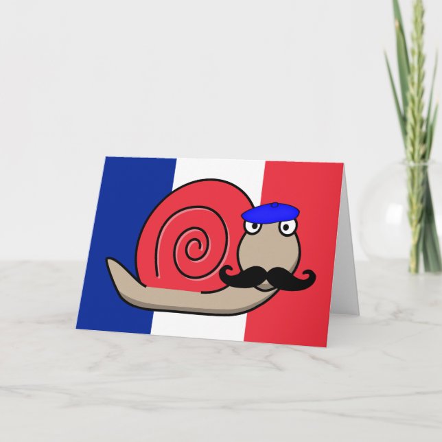 Bastille Snail with Moustache Greeting Card (Front)