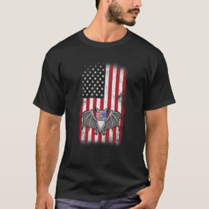 Bat American Flag Boys Girls Men Women Fourth Of J T-Shirt