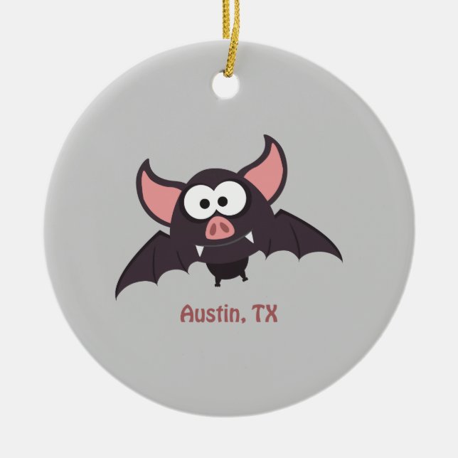 Bat - Austin, Texas Ceramic Tree Decoration (Front)