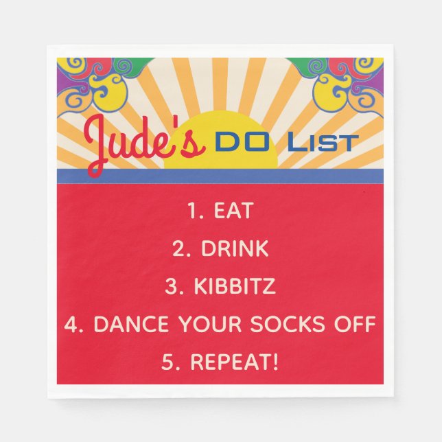 Bat Bar Mitzvah Hippie Themed Napkins (Front)