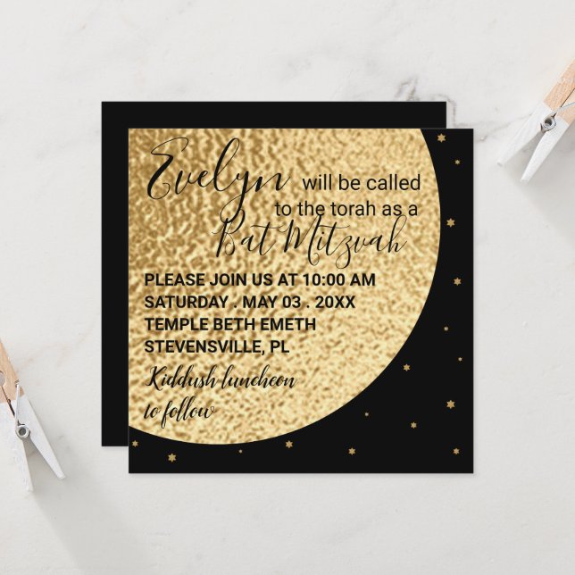 Bat Bar Mitzvah Out of this World 2 Square Invite (Front/Back In Situ)