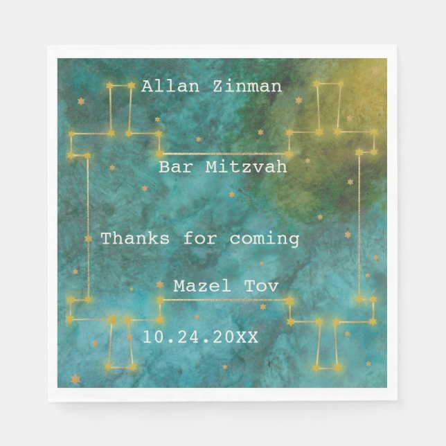 Bat Bar Mitzvah Out of this World 2 Torah Napkins (Front)