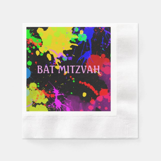 Bat/Bar Mitzvah Paint Splatter Paper Napkins (Front)