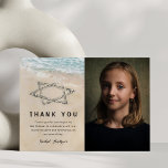 Bat Bar Mitzvah Photo Thank You Card<br><div class="desc">Beach themed bat / bar mitzvah thank you cards featuring a photo of the child,  summer tropical island background,  a vintage sandy beach with the star of david in the shoreline,  and a appreciation template that is easy to personalise.</div>