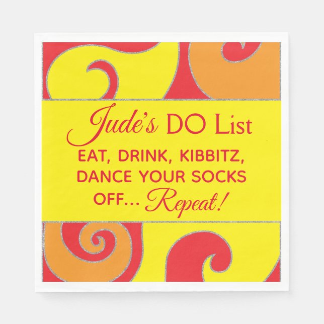 Bat Bar Mitzvah Silvery Swirls Napkins (Front)