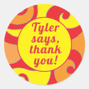 Bat Bar Mitzvah Sticker Round Colourful Swirls