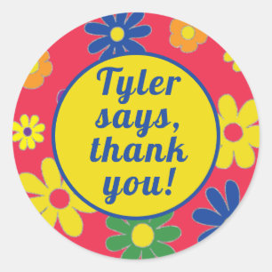 Bat Bar Mitzvah Sticker Round Flowered