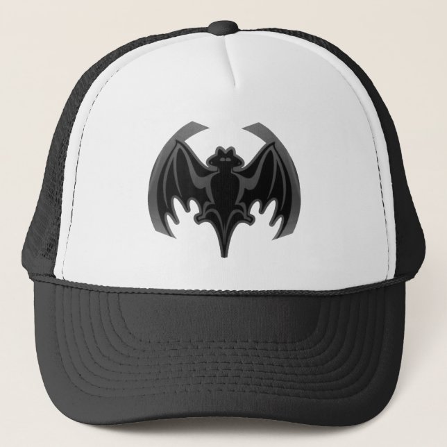 Bat Black Inv The MUSEUM Zazzle Gifts Trucker Hat (Front)
