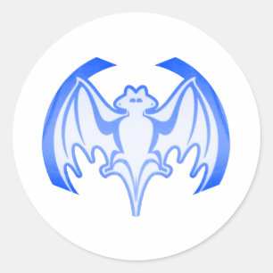 Bat Blue Inv The MUSEUM Zazzle Gifts Classic Round Sticker