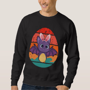 Bat Bunny Happy Easter Eggs Retro Men Women Kids Sweatshirt