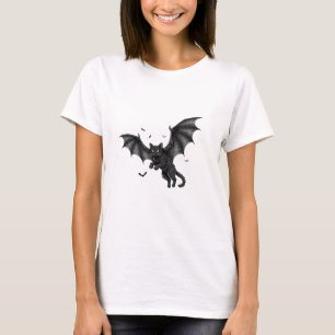Bat Cat – Flying Halloween Cat Woman T-shirt