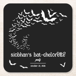 Bat-chelorette Halloween Themed Bachelorette Party Square Paper Coaster