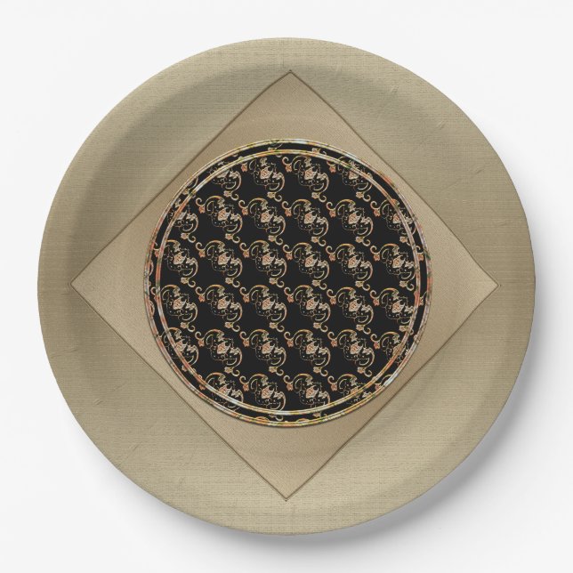 Bat Chinese Symbol Paper Plates (Front)