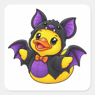 Bat Costume Rubber Duck Halloween Square Sticker