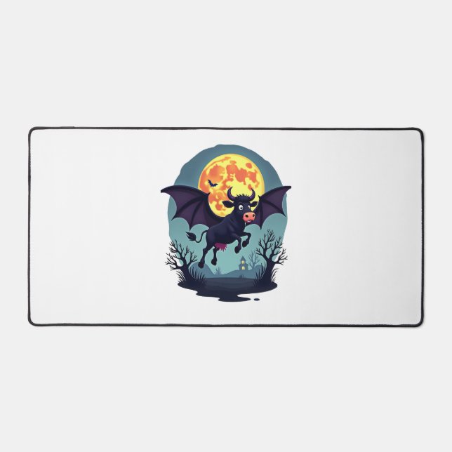 Bat Cow at Midnight Desk Mat (Front)