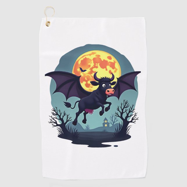 Bat Cow at Midnight Golf Towel (Front)
