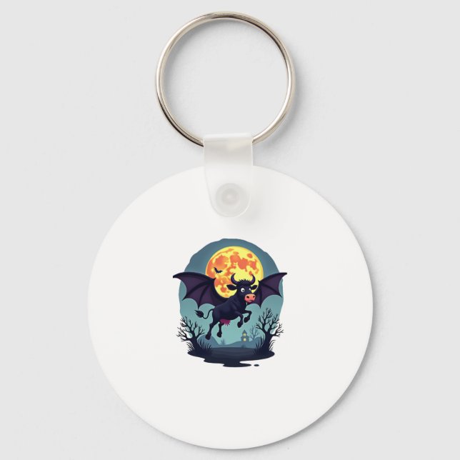 Bat Cow at Midnight Key Ring (Front)