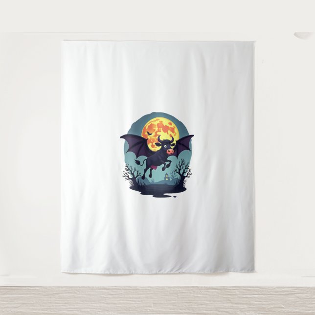 Bat Cow at Midnight Tapestry (Front)