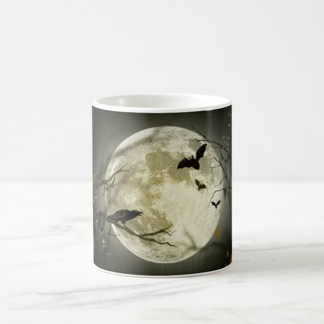 Bat & Crow White Coffee Mug (Center)