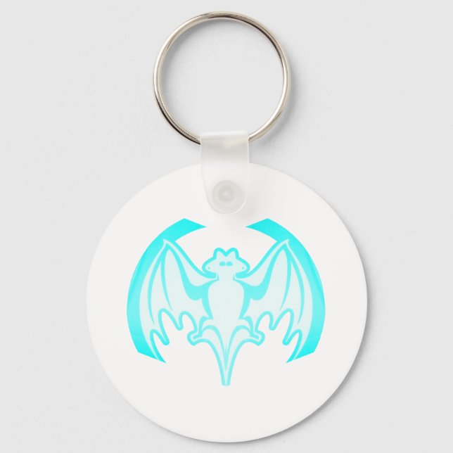 Bat Cyan Inv The MUSEUM Zazzle Gifts Key Ring (Front)