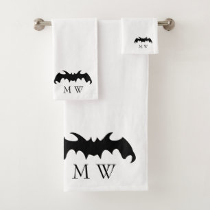Bat Design Monogrammed Bath Towel Set