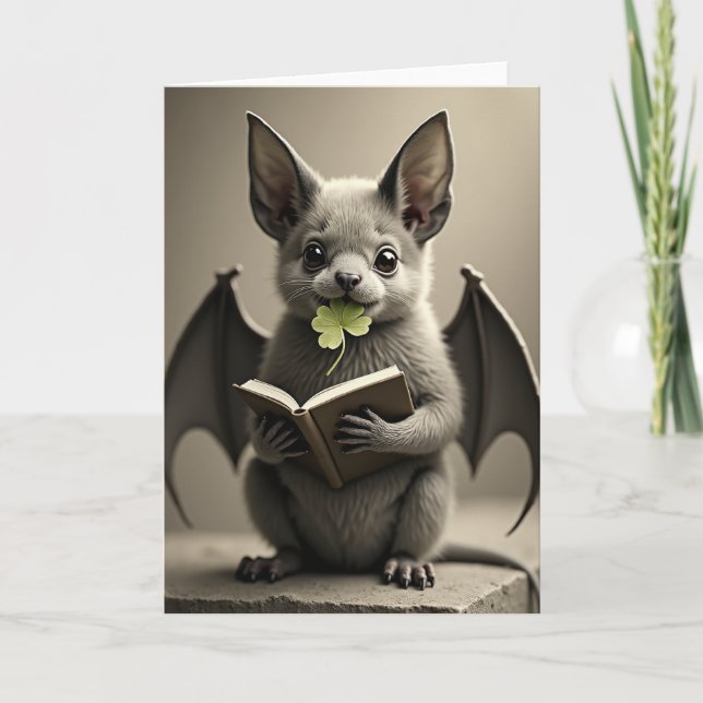 Bat Dog Friend Cute Art Card (Front)