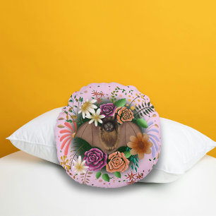 Bat Flowers Floral Botanical  Round Cushion