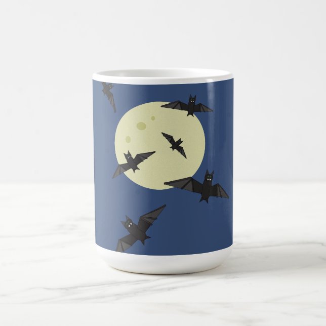 Bat flying in the moon coffee mug (Center)