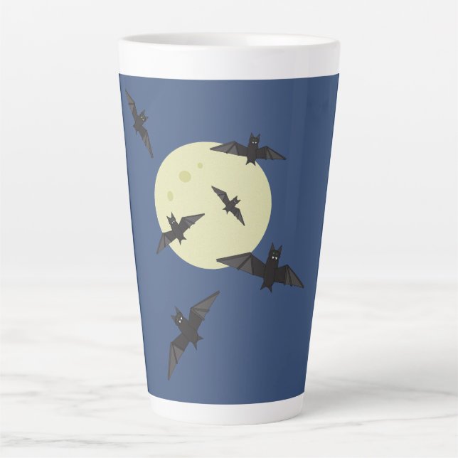 Bat flying in the moon latte mug (Front)