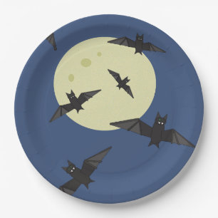 Bat flying in the moon paper plate