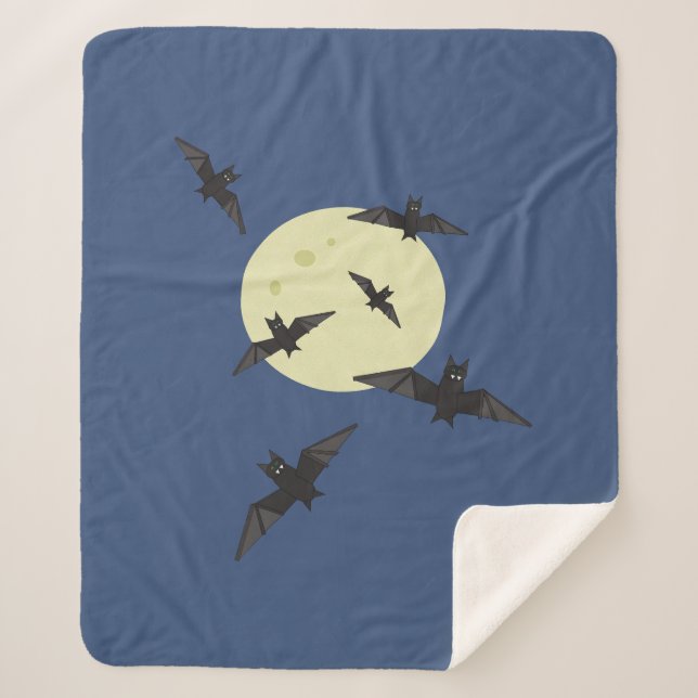 Bat flying in the moon sherpa blanket (Front)