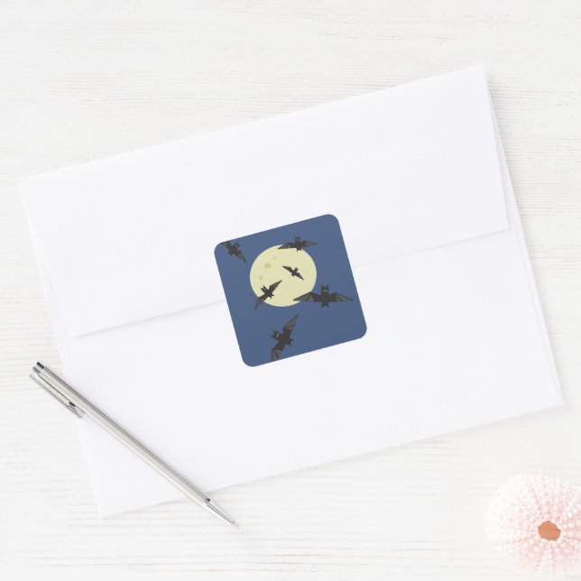 Bat flying in the moon square sticker (Envelope)