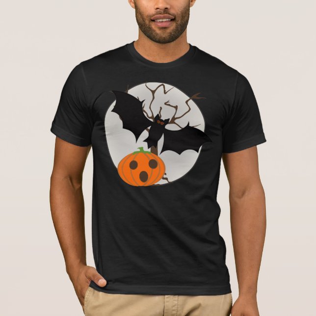 Bat Flying with Full Moon T-Shirt (Front)