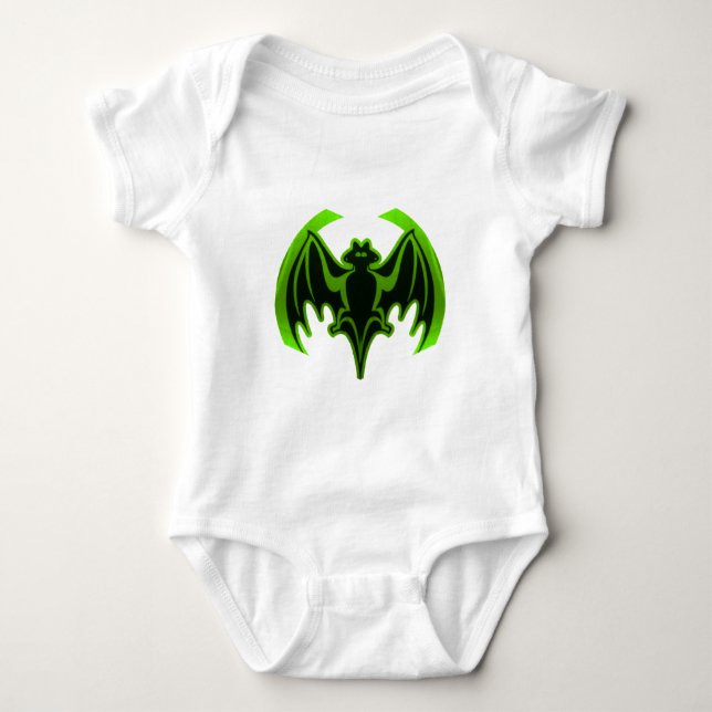 Bat Green MUSEUM Zazzle Gifts Baby Bodysuit (Front)