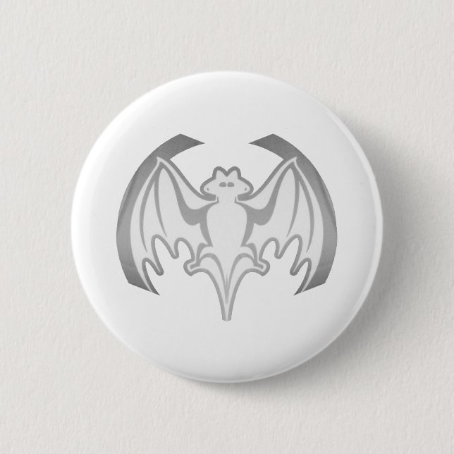 Bat Grey Inv The MUSEUM Zazzle Gifts 6 Cm Round Badge (Front)
