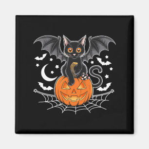Bat Halloween _ Black Cat Bat Wings Spooky Cat Magnet