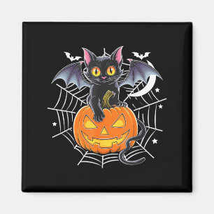 Bat Halloween _ Black Cat Bat Wings Spooky Cat Men Magnet
