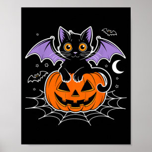 Bat Halloween _ Black Cat Bat Wings Spooky Cat Men Poster