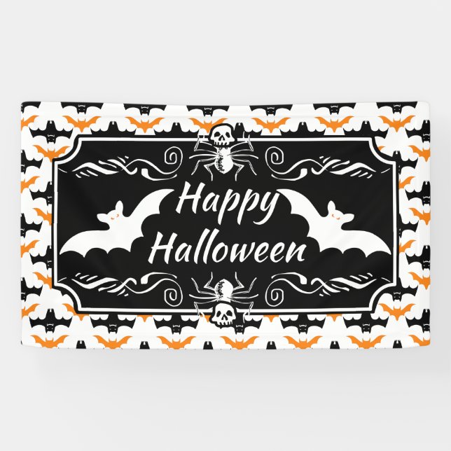 Bat Halloween Pattern Banner (Horizontal)