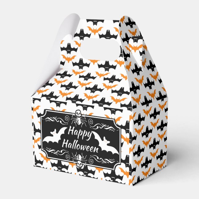 Bat Halloween Pattern Favour Box (Front Side)