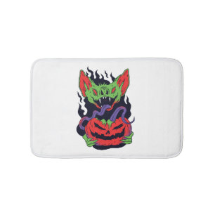 Bat Halloween - Scary Vampire Halloween Pumpkin Bath Mat