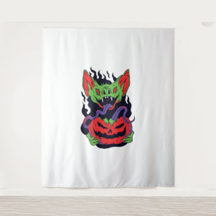 Bat Halloween - Scary Vampire Halloween Pumpkin Tapestry