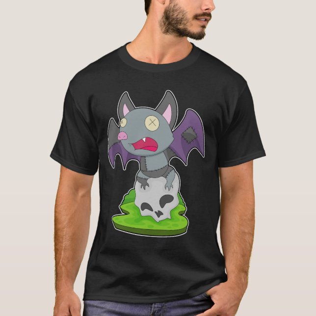 Bat Halloween Skull T-Shirt (Front)