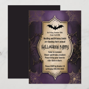 Bat in Frame Halloween Party Invitation