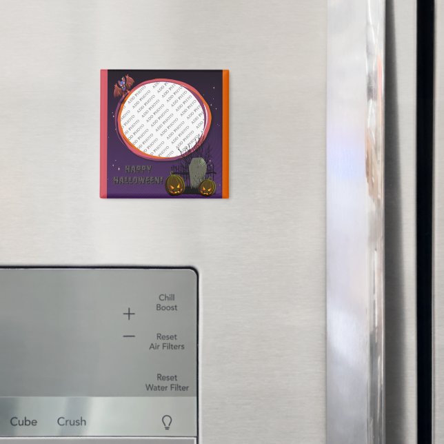 Bat, Jack o' Lanterns, Tombstone, Add Photo Frame Magnet (In Situ (Fridge))