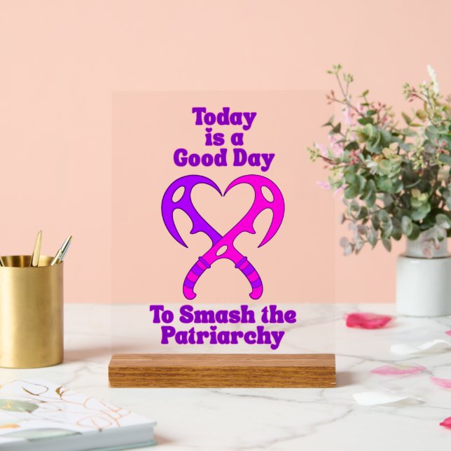 Bat’leth Heart - Smash the Patriarchy Acrylic Sign (Wedding)