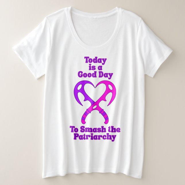Bat’leth Heart - Smash the Patriarchy Plus Size T-Shirt (Design Front)