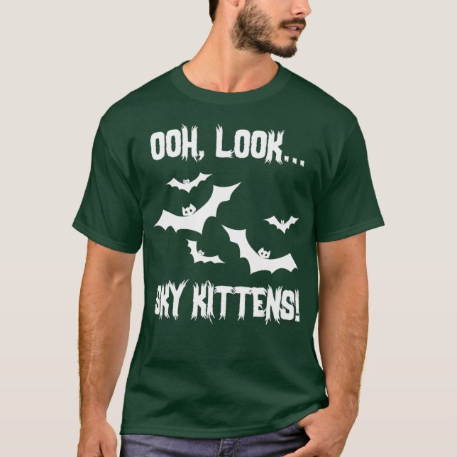 Bat Lover Sky Kittens Bats Lover Cute Funny T-Shirt (Front)