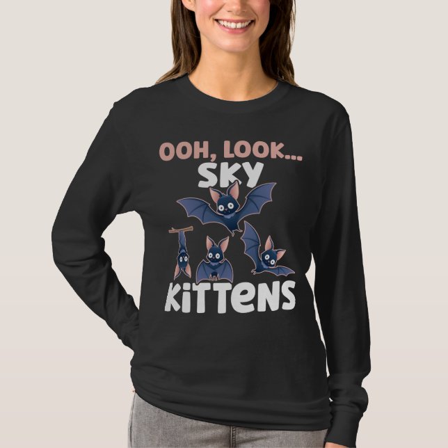 Bat Lover Sky Kittens Fan T-Shirt (Front)
